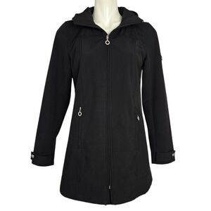 Calvin Klein Women’s Softshell Hooded Trench Coat Water Resistant Black XS